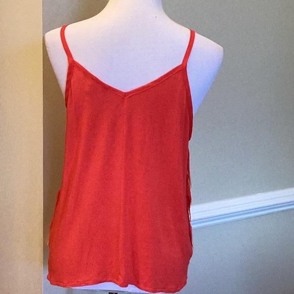 Logix size large red tank top with spaghetti straps & decorated w/strips of ray - Picture 4 of 9